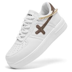 Chunky Platform Sneakers for Women，Women's Comfy Sparkly Dad Shoes Lace-Up 42